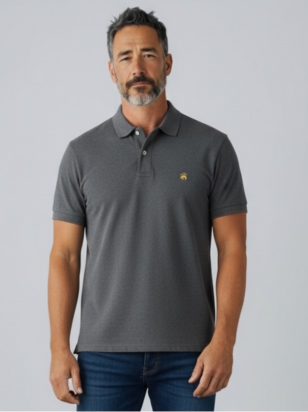 Brooks Brothers Charcoal Polo with Gold Logo